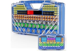 Battery Organizer Storage Holder Box Case with Tester, New Ultra-Large 285+Batteries Double-Sided Variety Pack, Holds AA AAA 