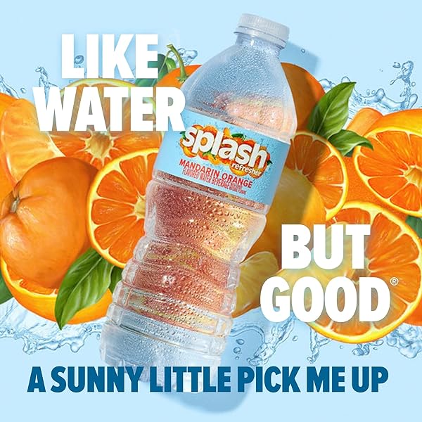 SPLASH REFRESHER FLAVORED WATER BOTTLES, MANDARIN ORANGE FLAVOR – 6-PACK, 16.9 FL OZ – REFRESHING FLAVORED BOTTLED WATER WITH ELECTROLYTES – ZERO SUGAR & ZERO CALORIES