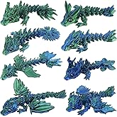 8 Pcs 3D Printed Fidget Dragons with Eyes Toy Set , Small 3d Prints Movable Articulated Animal Models for Executive Home Office, Mini Stress Relief 3-d printer Animals toys Decor for Adults Kids(A)
