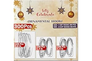 Letz Celebrate 300 Christmas Ornament Hooks | Sturdy & Flexible Metal Ornament Hangers for Tree | Metal Wire Christmas Hooks (Large - Silver)