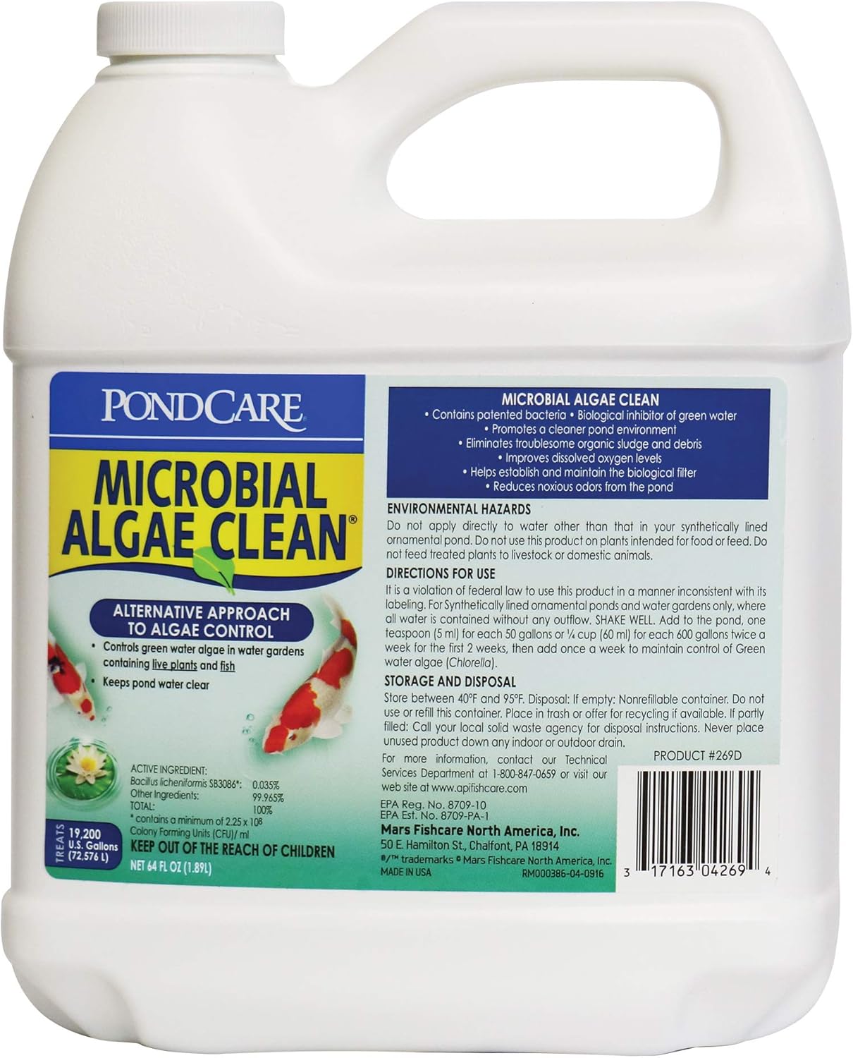 PONDCARE MICROBIAL ALGAE CLEAN Green Water Biological Inhibitor 64