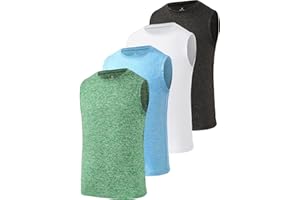 Ullnoy 4 Pack Boy Tank Top Undershirts Sleeveless Active Athletic T-Shirts for Kids Boys Workout Tank Tops Dry-Fit