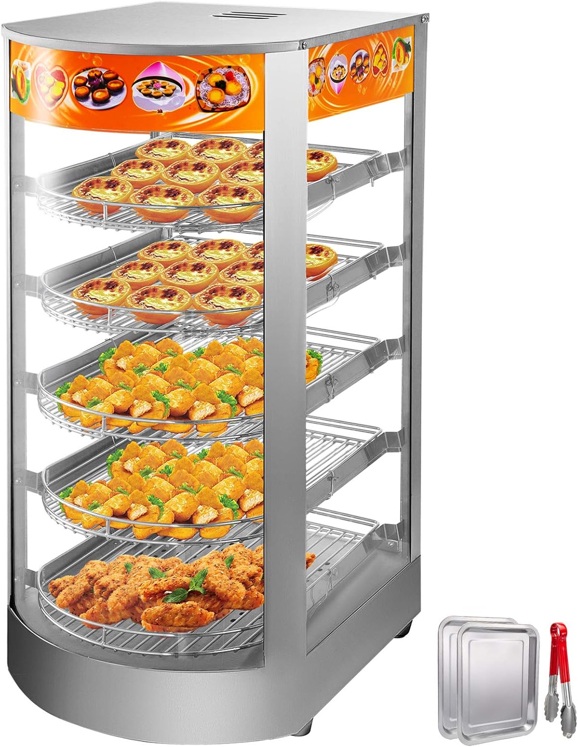 VEVOR Commercial Food Warmer 14Inch Pizza Warmer 5 Tiers Pastry Warmer