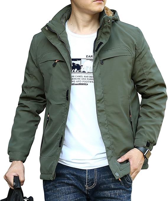 Amazon Aellaras ジャケット メンズ ミリタリージャケット マウンテンパーカー ショート丈 アノラック ジャンパー ブルゾン 厚手 裏ボア フード付き 着脱可 アウトドア 防風 撥水 作業着 防寒着 秋 冬 冬服 コート ジャケット 通販