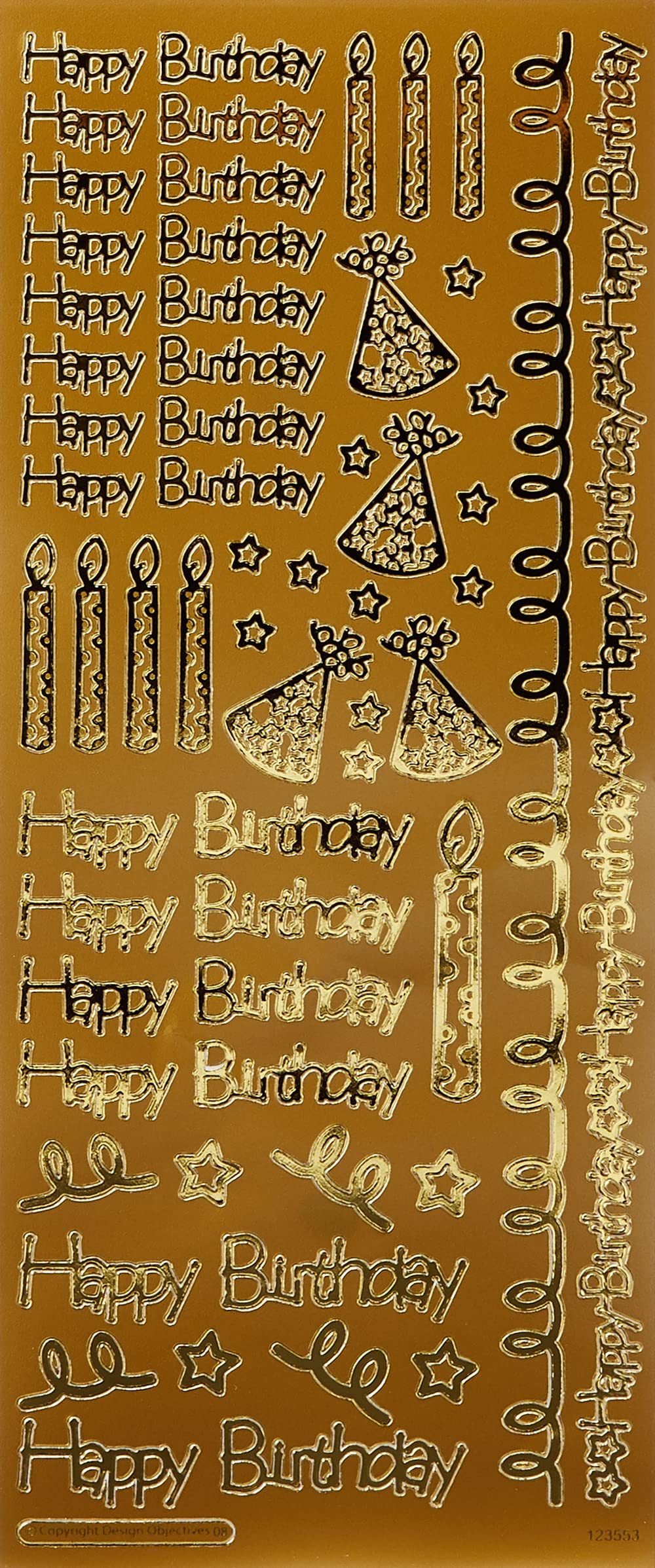 Anitas Outline Stickers, Happy Birthday, Gold, For Scrapbooking, Card Making, Kids Play, Homework, Art, Craft, Embelish, Decorative, Paper, Card, Glass, Metal, Plastic, Foam