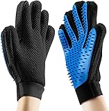 Pet Grooming Glove - Gentle Deshedding Brush Glove - Efficient Pet Hair Remover Mitt - Massage Tool with Enhanced Five Finger Design - Perfect for Dogs Cats and Horses with Long & Short Fur - 2Pcs (Both for Right Hands)