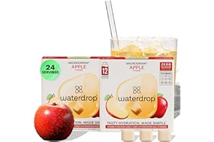 WATERDROP MICRODRINK Waterdrop Hydration Cubes with Vitamin C, B3, B5 & Electrolytes, Apple Flavor, Flavored Water Enhancer Electrolyte Cubes for Still & Sparkling Water, Sugar Free, Low Calorie, On the Go, Vegan, 24 Ct