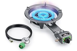 COOKAMP Propane Burner, Low Pressure Single Burner Camping Stove With Regulator And Hose,Portable Gas Stove For Camping Outdoor Cooking SH80 (SH80)