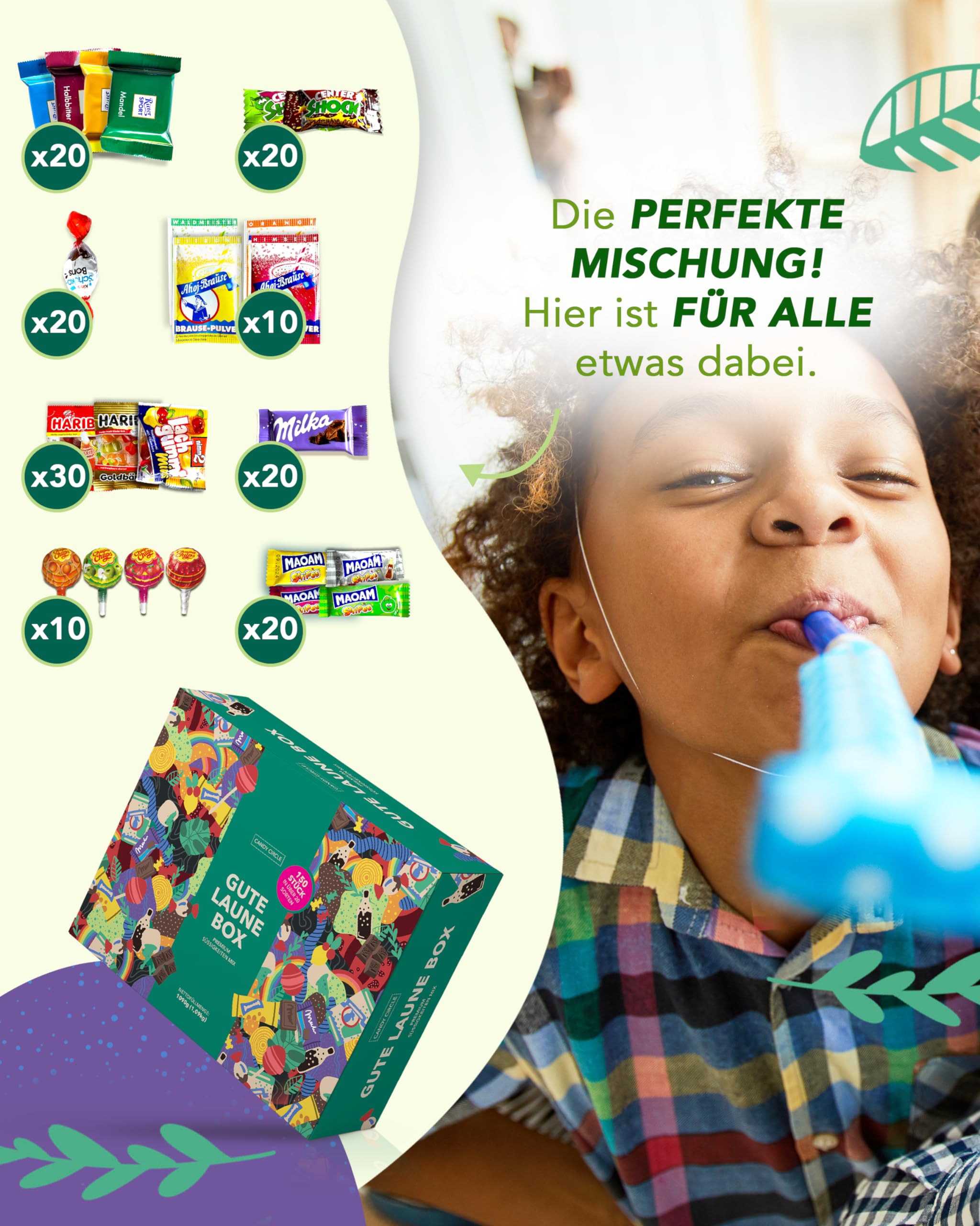 Premium Süßigkeiten Box (150 Stück) - "Gute Laune Box" als Geschenk Idee oder für die Candy Bar (XXL Naschbox) 3