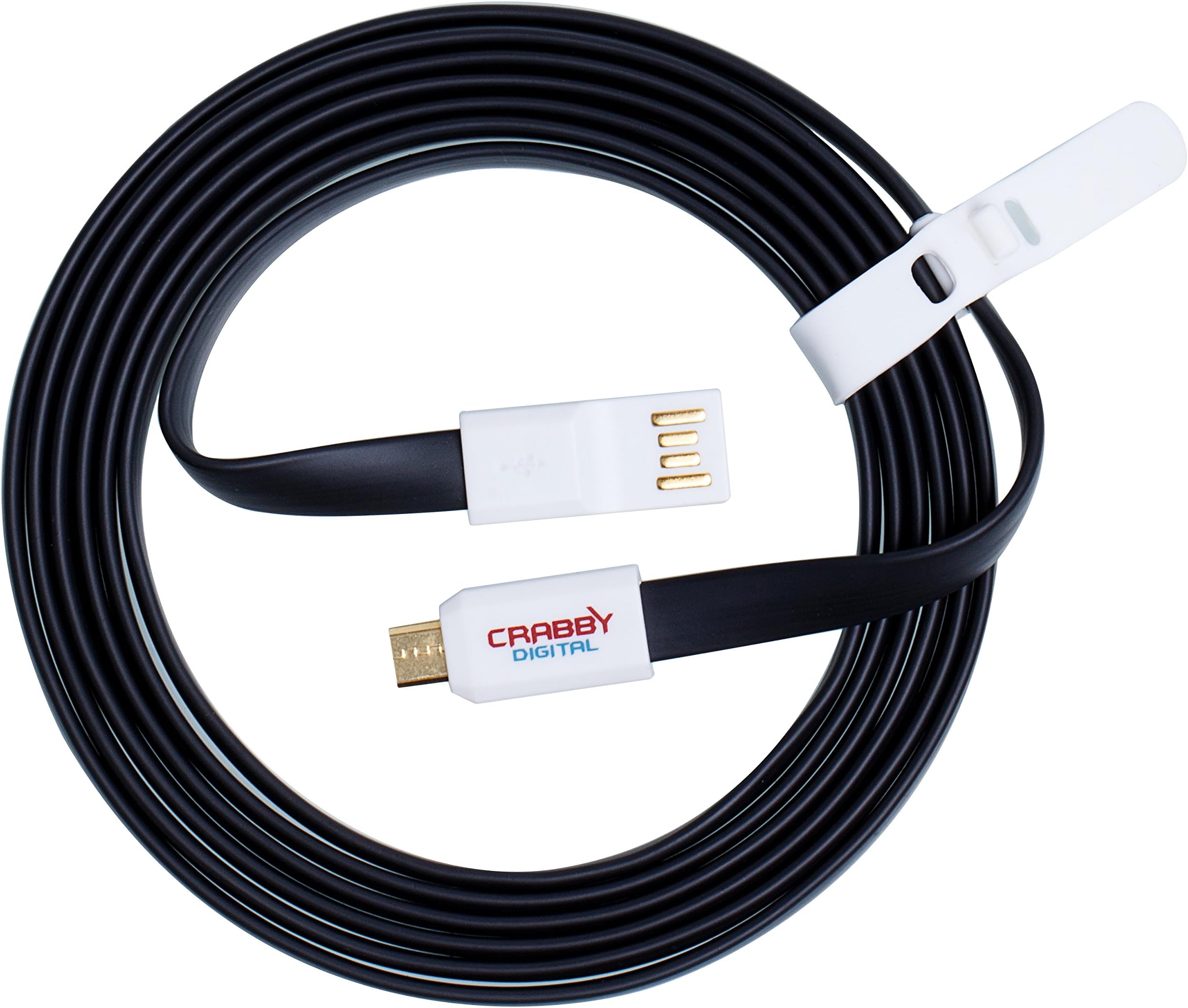 Crabby Digital Premium Android Micro USB Cable - Extra Long 6FT - 2A Max Charge - USB 2.0 Charge & Data Sync Cable - Compatible With Google, LG, Motorola, Samsung