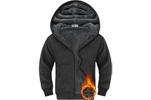 ONEDOG Boys Fleece Jacket Sherpa Lined Zip Up Hoodie Casual Long Sleeve Sweatshirt Warm Jacket 6-15Years (Girls/Kids)
