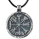 Baldur Jewelry - 925 Sterling Silver Vegvisir/Aegishjalmur - A Viking Compass Necklace and Protection Pendant Amulet Talisman With Adjustable String - Viking Gifts for Men - Viking Jewelry for Men