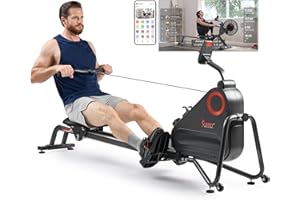 Sunny Health & Fitness Magnetic Rowing Machine for Home Exercise, Quiet & Smooth Rower with Compact Storage and Optional Free SunnyFit App Connectivity