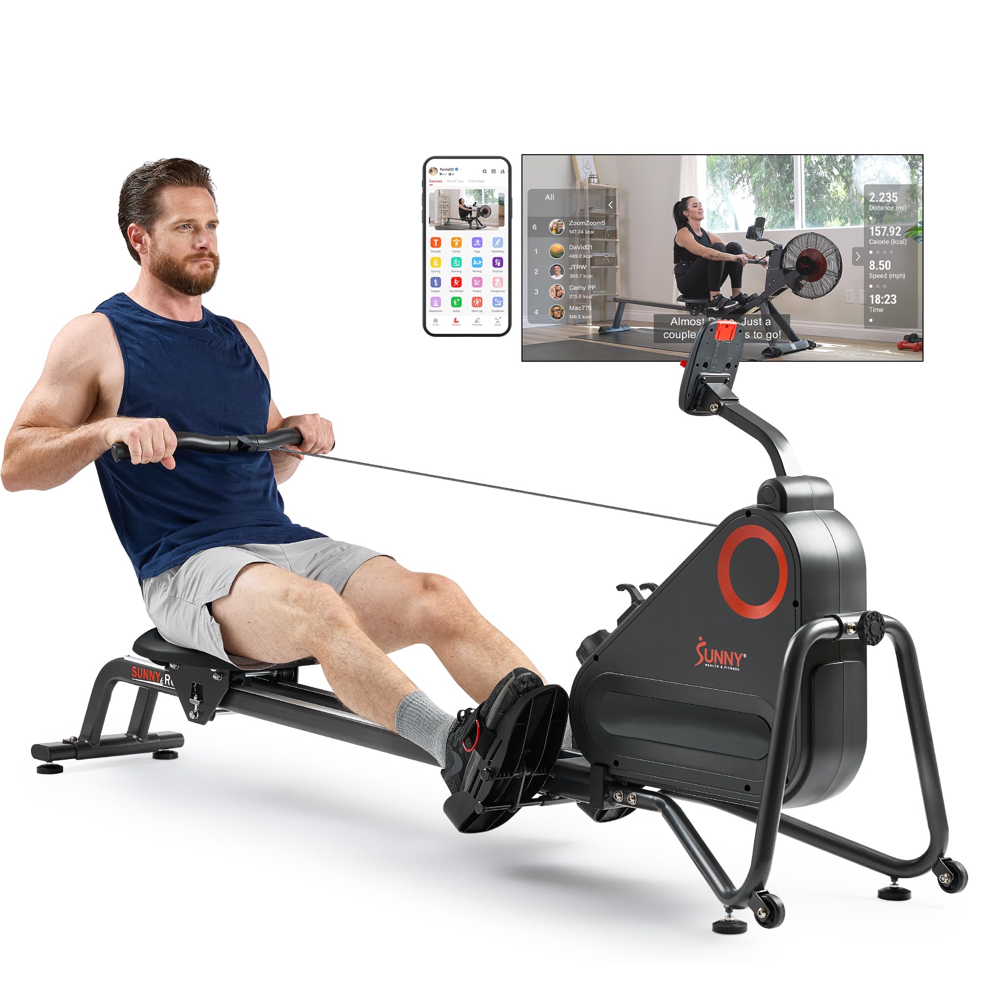 Sunny Health & Fitness Smart Silent Magnetic Rowing Machine with Dual Slide Rail – Magnetic Resistance Rower Designed for Low-Impact Full-Body Workouts and Users up to 300 LB - SF-RW523021 Image Sunny Health & Fitness Smart Silent Magnetic Rowing Machine with Dual Slide Rail – Magnetic Resistance Rower Designed for Low-Impact Full-Body Workouts and Users up to 300 LB - SF-RW523021 Image