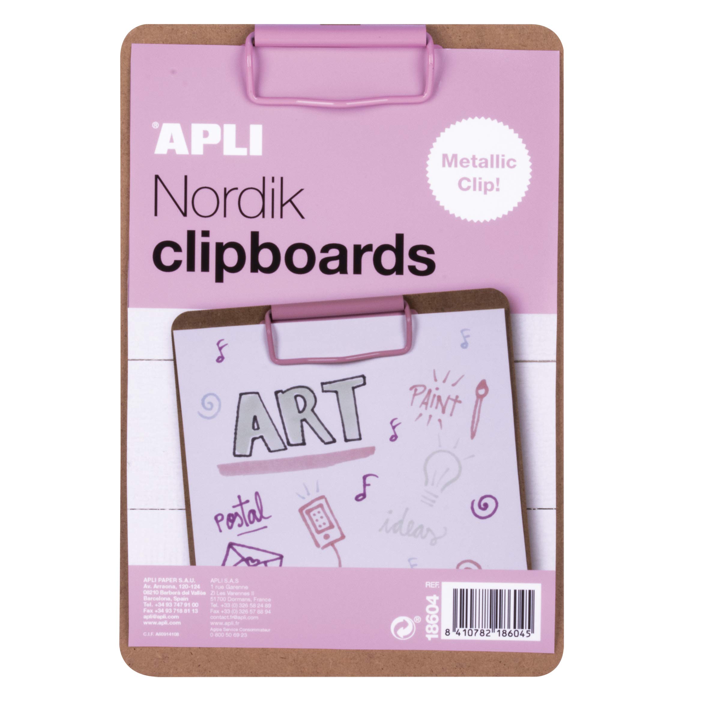 APLI 18604 - Clipboard Wood Clipboard A5 Clip Pink -Nordik Collection