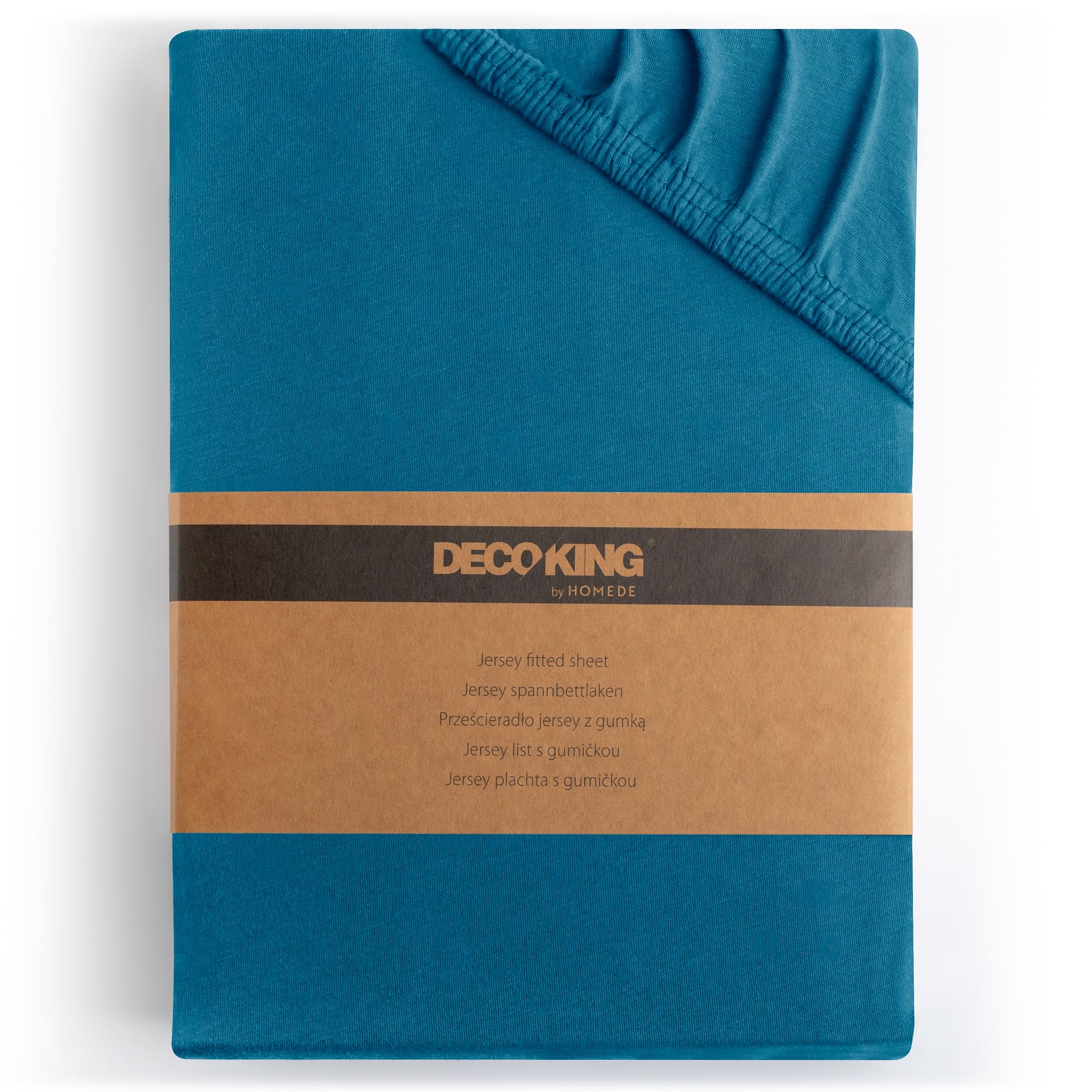 DecoKing Fitted Sheet Single 100% Combed Cotton Soft Jersey Bed Sheet 80x200-90x200 cm Blue Amber