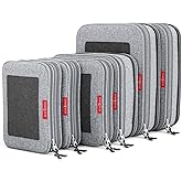 LeanTravel Premium Compression Packing Cubes for Travel - Luggage Organizers with Double Zipper - Sturdy Bags for Suitcase (6-Pack, Grey)