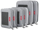 LeanTravel Premium Compression Packing Cubes for Travel - Suitcase Organizer Bags with Double Zipper & Breathable Mesh Panel - Space Saving Carry On Luggage Essentials (6-Pack, Grey)