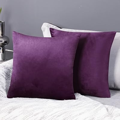 Deconovo Velvet Cushion Covers Set of 2 50x50 cm Purple 20x20 in