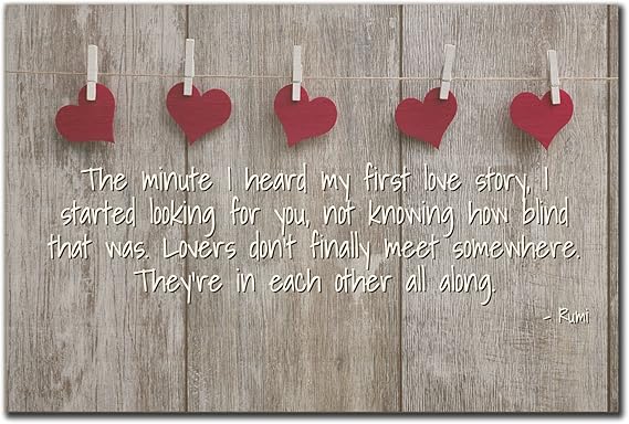 Mundus Souvenirs La Minute I Entendu Mon Premier Amour Storey Citation Par Rumi Pour La Saint Valentin Imprime Sur Plaque En Bois Dimensions 15 Cm X 10 Cm Amazon Fr Cuisine Maison