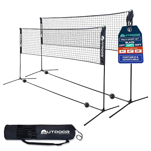 Outdoor Cruiser Portable Sports Net - Indoor and Outdoor for Badminton, Pickleball, Tennis, Soccer Tennis, and Volleyball, Adjustable Height (38-61 Inches), Durable Nylon and Rust-Resistant Steel Pole