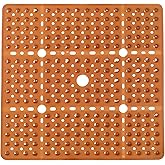 ENKOSI Large Square Shower Mat Non Slip - Bath Mats for Bathroom Non Slip for Shower - Shower Mats for Showers Anti Slip - Shower Grip Mat - Square Bath Mat - Large Shower Mat (Clear Brown 27x27)