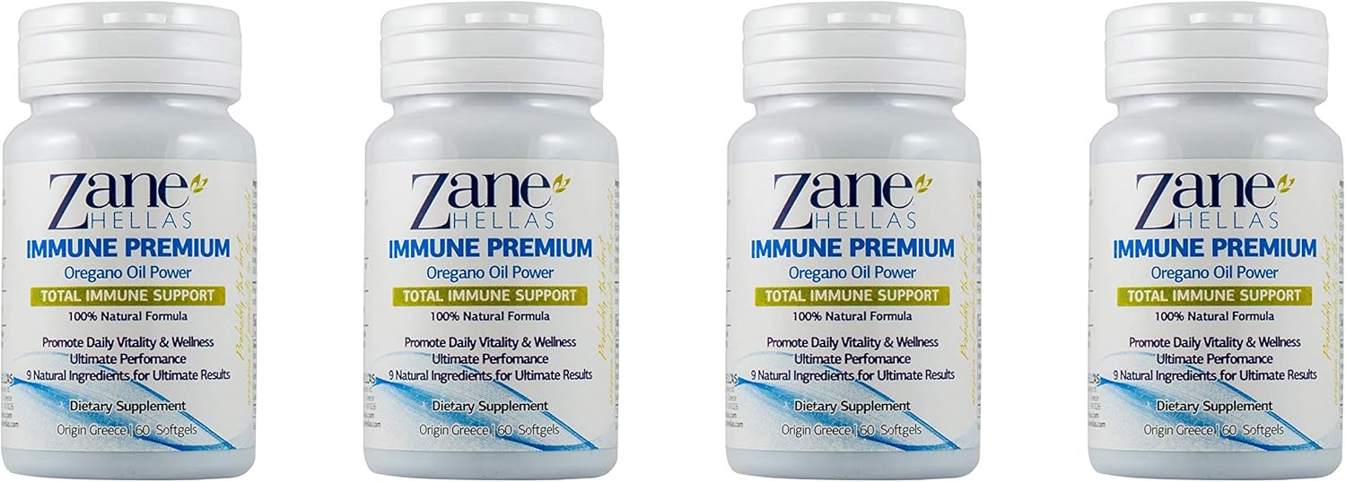 Zane Hellas Immune Premium Softgels. Immune Support. Multiple Defense System. Wellness Support. Provides Strong Antioxidants. 100% Herbal Solution. 240 Softgels. Buy 3 get 1 Free.