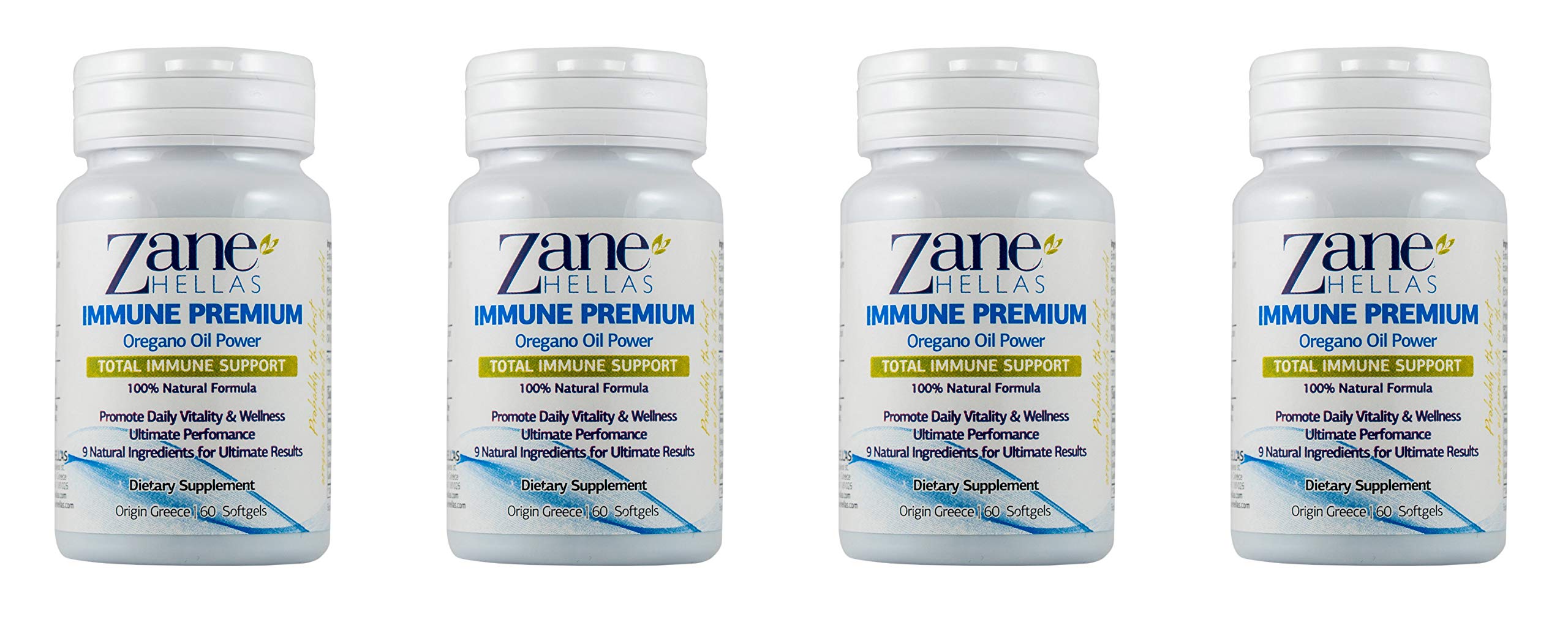 Zane Hellas Immune Premium Softgels. Immune Support. Multiple Defense System. Wellness Support. Provides Strong Antioxidants. 100% Herbal Solution. 240 Softgels. Buy 3 get 1 Free.