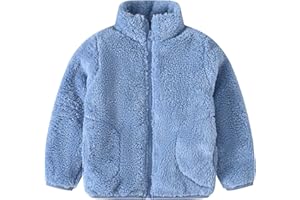 AIWUHE Toddler Girls Boys Fleece Jacket Kids Polar Fleece Zipper Jacket Soft Fall Winter Warm Outerwear With Pockets 2-8Y