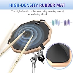 Drum Practice Pad, 12-Inch Silent Drum Pad Set with
