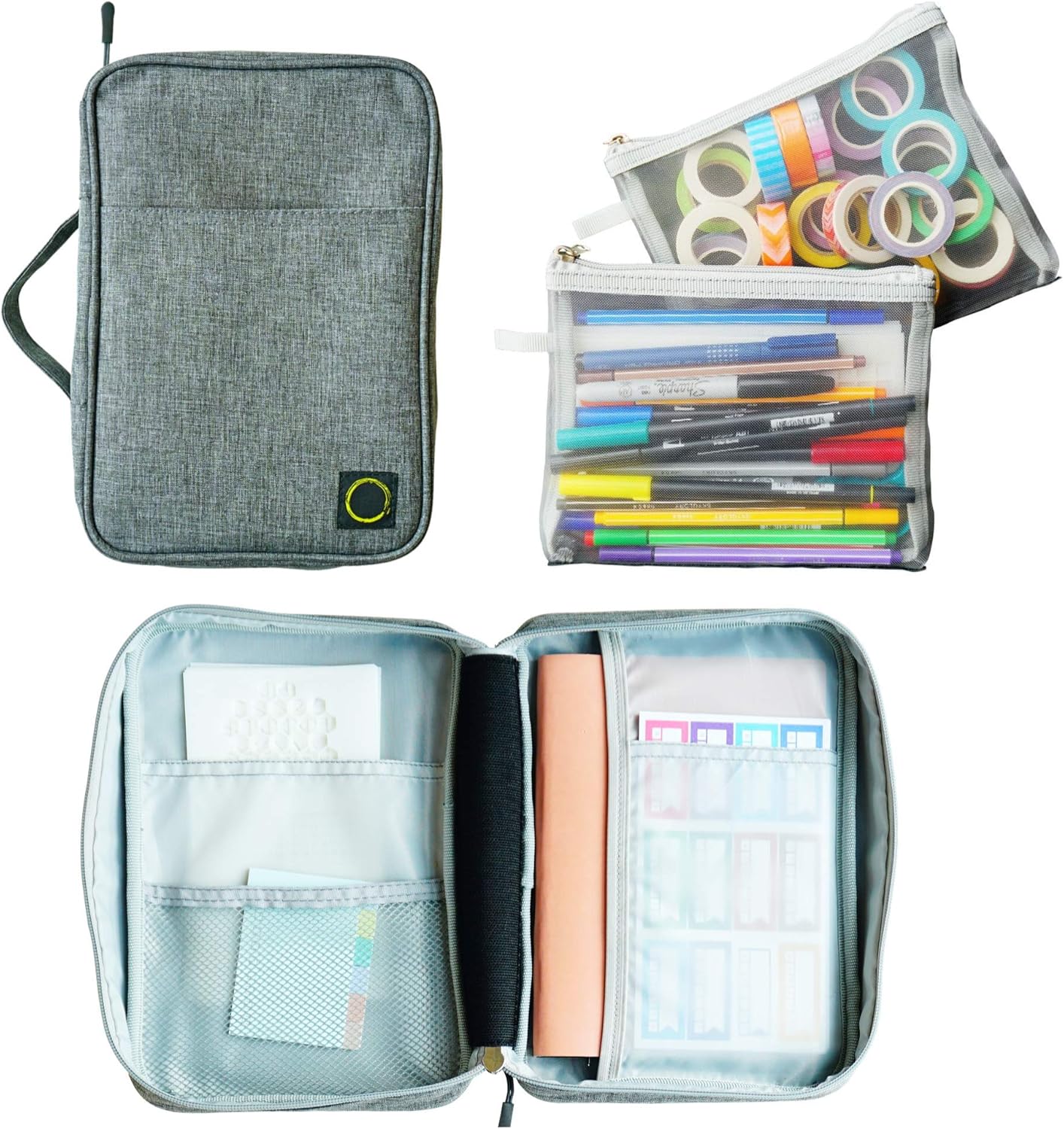 Journal Supplies Storage Case (Gray - Medium) - Custom Travel Organizer Holder for A5 Planner, Pens, Journal Supplies and Accessories (Case Only - Supplies Not Included) : Office Products
