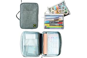 Sunny Streak Journal Supplies Storage Case (Gray - Medium) - Custom Travel Organizer Holder for A5 Planner, Pens, Journal Supplies and Accessories (Case Only - Supplies Not Included)