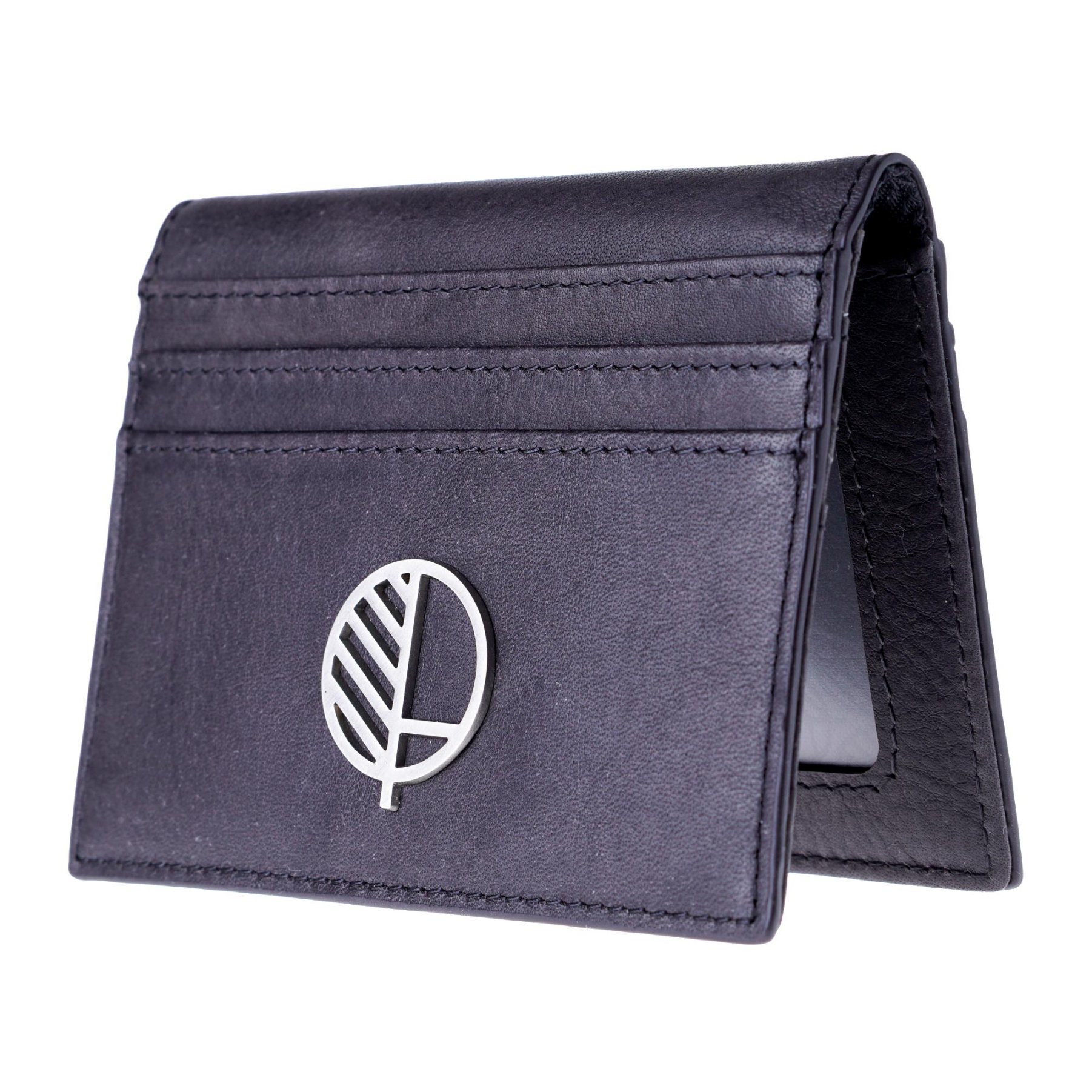 Drew Lennox Hand Crafted Genuine British Leather Travel Card Holder— ID Window— 9 Card Slots— 2 Slip Pockets— Slim Compact Wallet for Travel Bus Pass ID License Oyster Card— Gift Box— Charcoal Grey