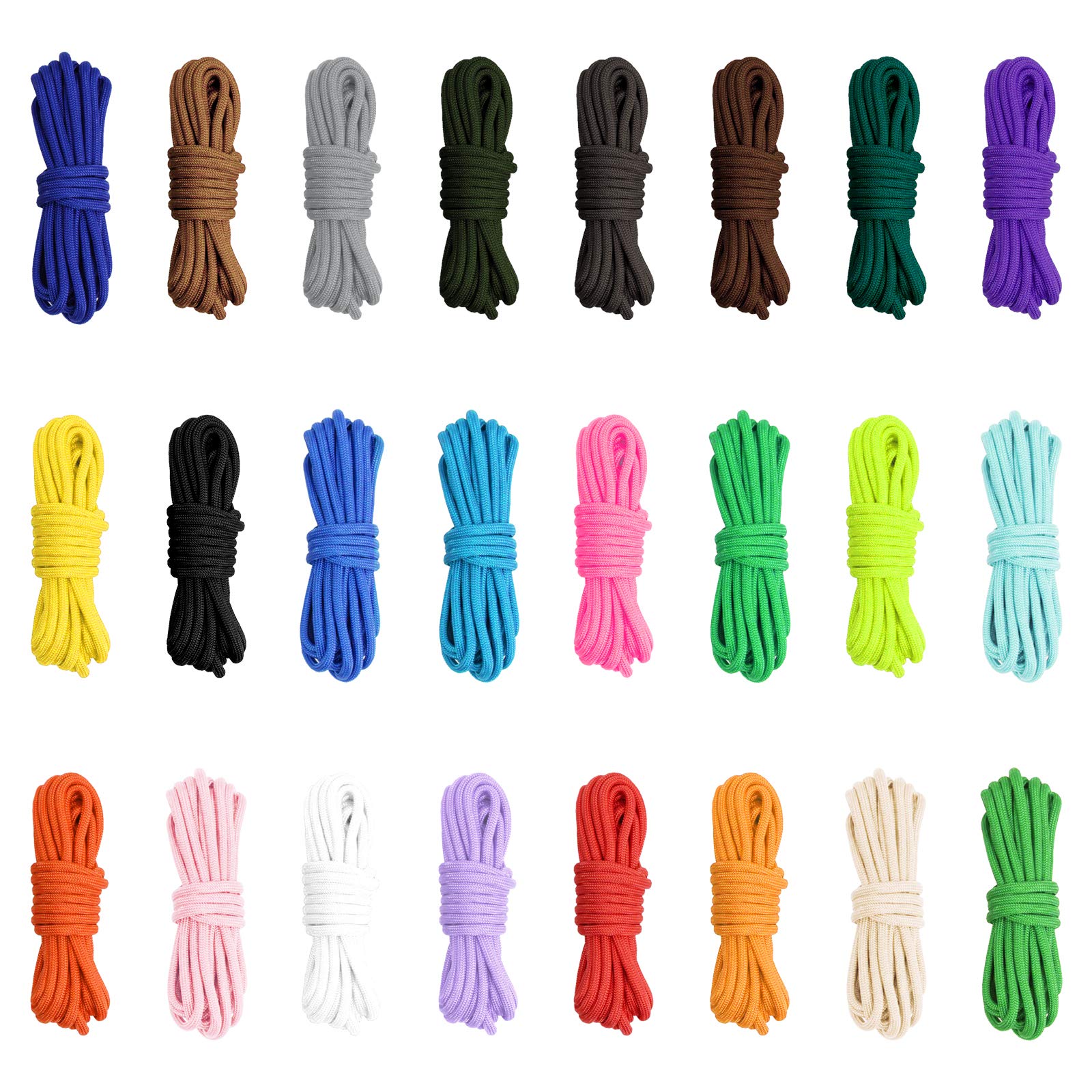Hileyu 24 Rolls 10 Feet Parachute Cord 4mm Paracord Cord 550 Multifunction Type III Paracord Ropes 550lb Survival Paracord Random Combo Crafting Kit 7 Strand Cord Tent Rope Outdoor Survival Rope