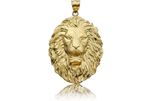 LoveBling 10k Yellow Gold Lion Head Pendant (2.34" x 1.45")