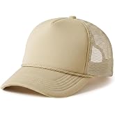 CHOK.LIDS Blank Foam Trucker Hat, Retro Mesh Rope Snapback Cap, Men Women | Lightweight foam front, breathable mesh back, braided rope trim, adjustable snapback, curved or flat bill, men and women