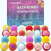 Bath Bombs Birthday Gifts for Women & Men, 24-Pack Easter Basket Stuffers for Teens, Aromatherapy Bubble Bath, Handmade Natural & Organic, Spa Relaxing Gifts for Wife Girlfriend Coworkers
