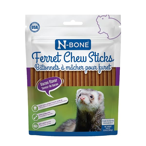 N-BONE FERRET CHEW STICKS BACON FLAVOR, 3.74-OZ BAG