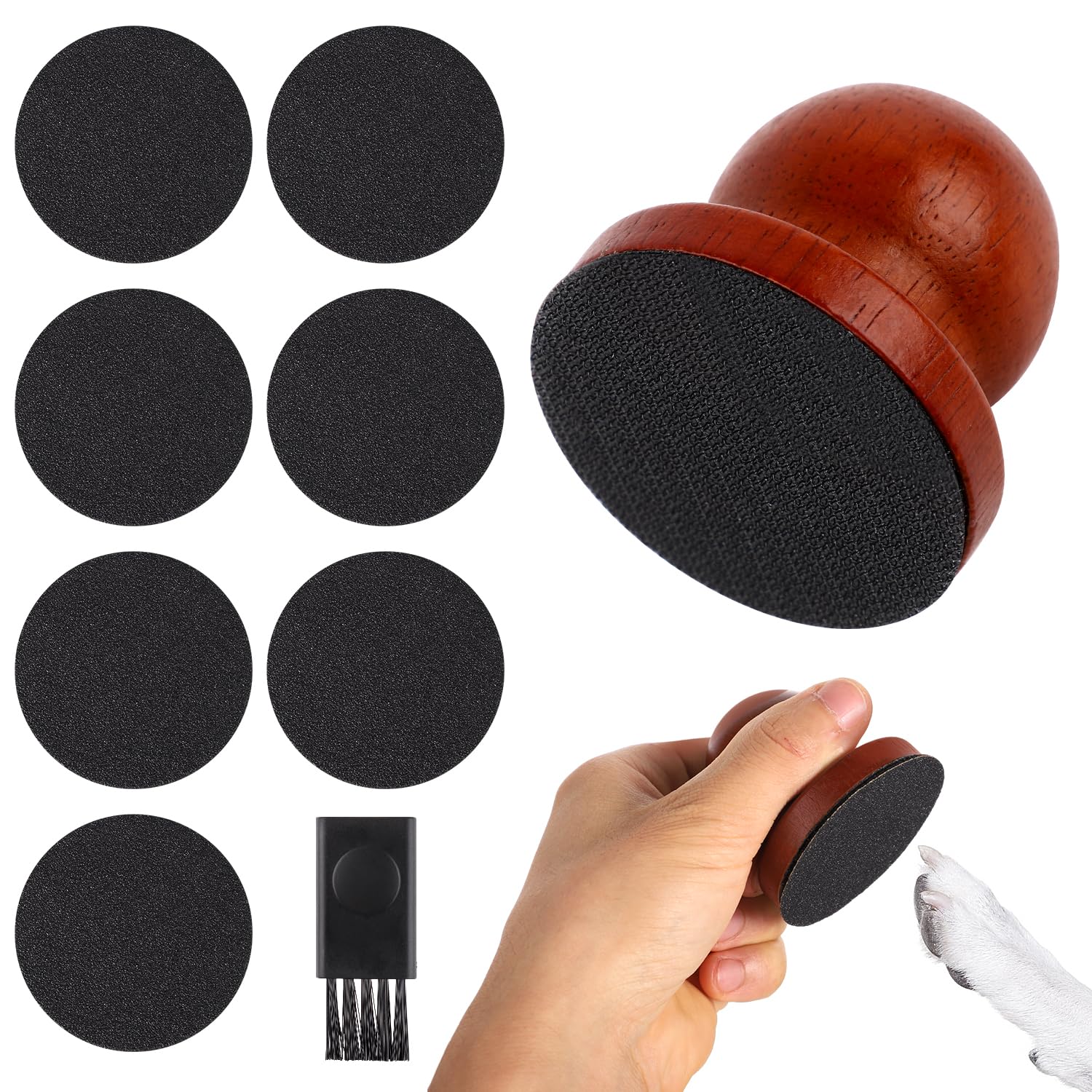 lasuroa Dog Nail File, Wooden Dog Nail Scraper Dog Scratch Pad with 7pcs Replaceable Sandpaper & Cleaning Brush Stress Free Dog Nails Grinder Board Trimmer for Pets Dogs Cats