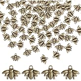 QXUJI 100PCS Alloy Bee Charms for Jewelry Making, Metal Honeybee Pendant Charms, for Necklace Bracelet Earring DIY Jewelry Making Accessories