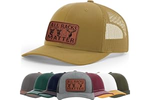 All Racks Matter, Funny Deer Elk Moose Boob Hunting Hat, 112 Style Trucker Leather Patch Hat for Men And Women Breathable Hat