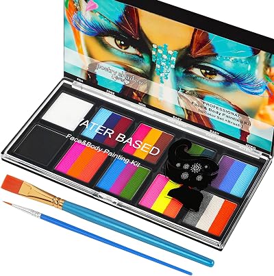 LOPHE Rainbow Face Body Painting Kit 26 Colors Water Based Safe Non-Toxic