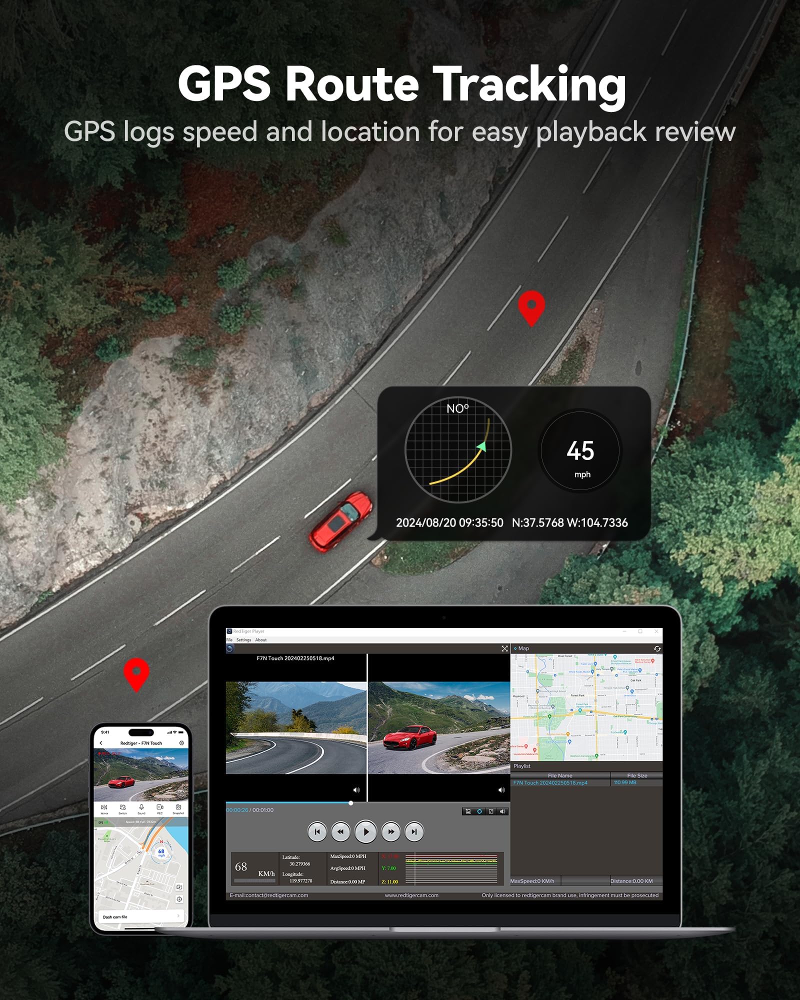REDTIGER 4K Dash Cam Front and Rear, STARVIS 2 Sensor, Touch Screen 3.18