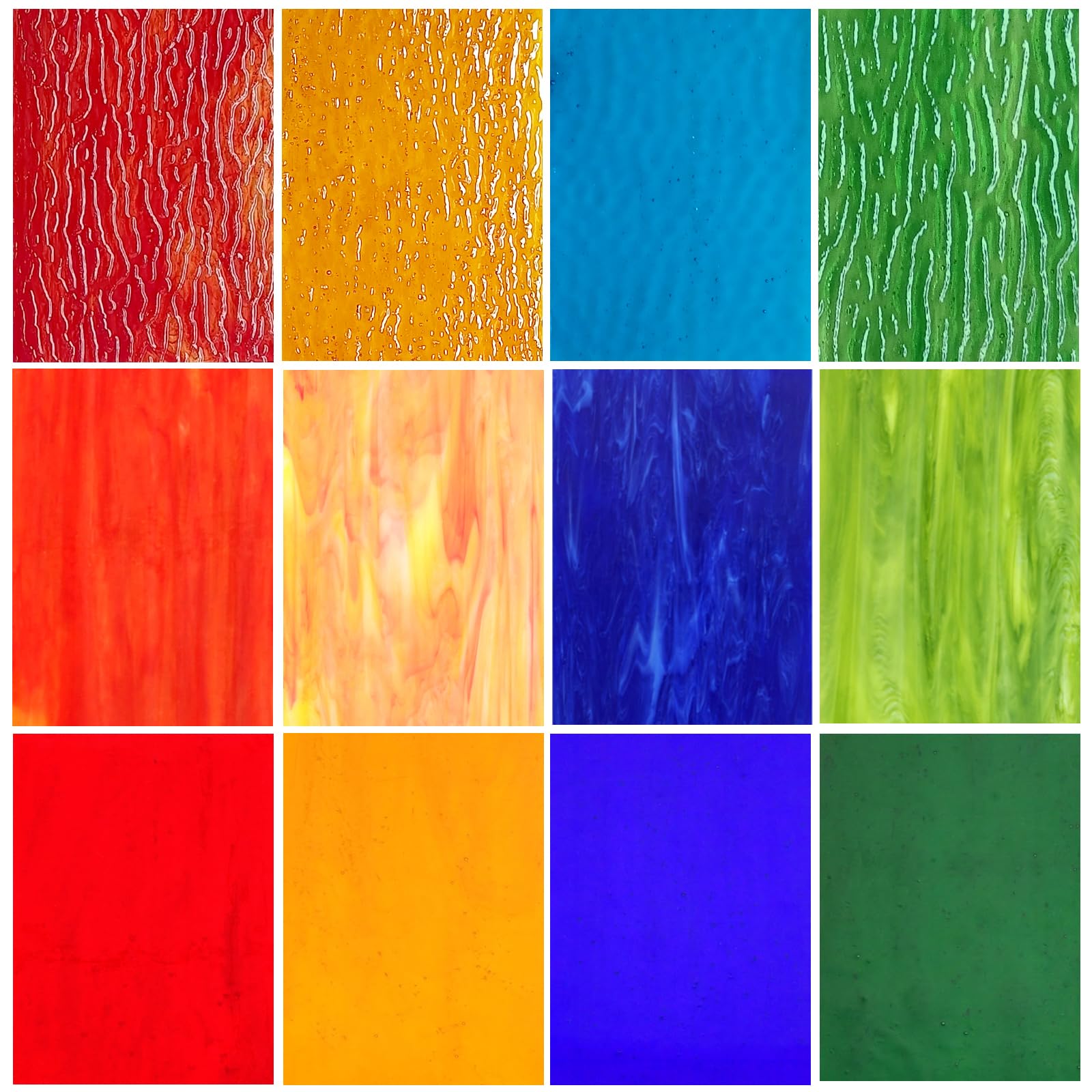 12 Pcs Stained Glass Sheets,4 x 6 Inch Stained Glass,Colored DIY Art Supplies for Cathedral,Variety Mosaic Tiles,Mosiac Making Projects for DIY Home Decoration