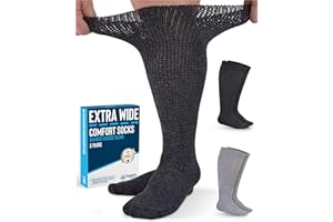 Doctor's Select 2 Pairs Extra Wide Socks for Swollen Feet - Bamboo Viscose Lymphedema Socks | Diabetic Bariatric Socks
