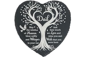 MYFIHU Dad Memorial Garden Stone for Dad Heart Stepping Stone Memorial Gifts for Loss of Dad Loss of Father in Memory of Dad Grave Decor for Cemetery TNA40