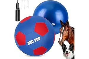 ANC POP Herding Ball for Dogs Horse Ball & Cover 25" for Horses Large with Hand Pump for Play, Blue and Red