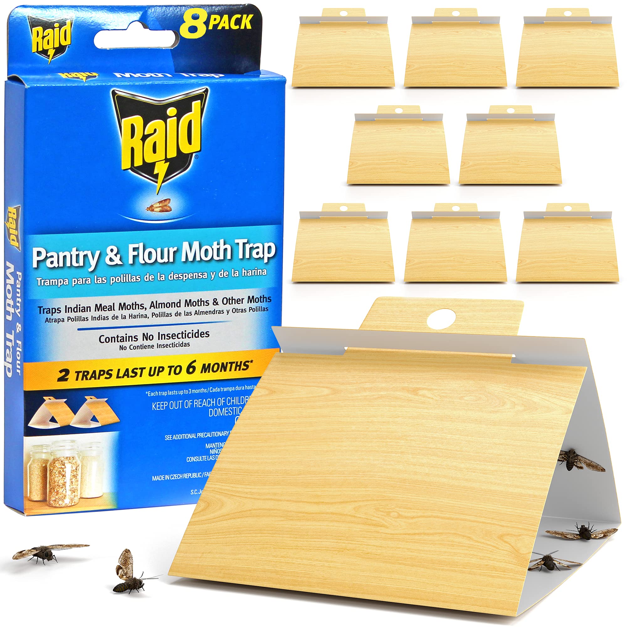 Raid Pantry & Flour Moth Trap, Set of 8 Pantry Moth Traps,