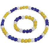 Baseball Necklace 18in Baseball Chain and Bracelet Set Beaded Necklace Pollyanna for Men Women Bling Rhinestone Drip