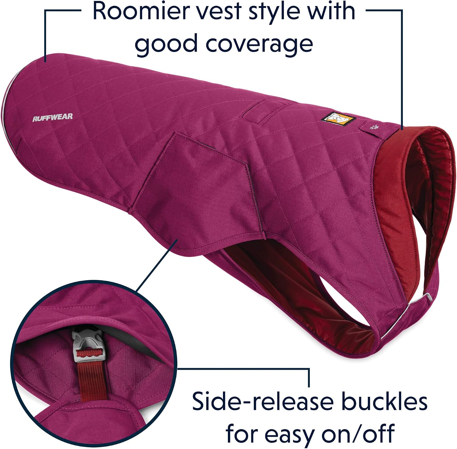 RUFFWEAR Stumptown Jacket, Overcoat for Dogs Warm and Abrasion-resistant for Clear Cold Days Larkspur Purple, X-Small - Image 5